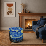 Pufa welurowa Bertoni typu walec z nadrukiem Van Gogh Gwiaździsta Noc - 2