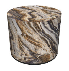 Pufa welurowa, Bertoni, nadruk Montana – okrągła pufa dekoracyjna, do salonu, walec 40cm, elegancka, zamek błyskawiczny