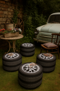 Pufa Codura Wodoodporna do Domu i Ogrodu – wzór Tyres, Elegancka, Wygodna, Stabilna, Zamek Błyskawiczny, 40 cm, Bertoni - 6