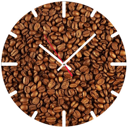 Zegar ścienny z nadrukiem Kawa śr. 37 cm