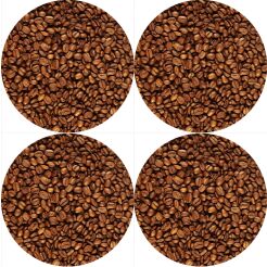 Zestaw 4 podkładek okrągłych na stół 4D 33 cm – KAWA | Ekologiczny filc, nadruk HD, pranie 40 °C, Bertoni