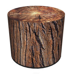 Pufa welurowa, Bertoni, nadruk Akacja – okrągła pufa dekoracyjna, do salonu, walec 40cm, elegancka, zamek błyskawiczny