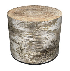 Okrągła pufa dekoracyjna, Bertoni, nadruk Brzoza – do salonu, do pokoju dziecka, walec 40cm, elegancka, zamek błyskawiczny, zdejmowany pokrowiec