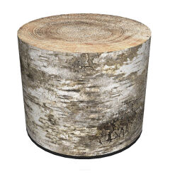 Pufa welurowa, Bertoni, nadruk Brzoza – okrągła pufa dekoracyjna, do salonu, walec 40cm, elegancka, zamek błyskawiczny