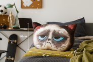 Poduszka dekoracyjna Bertoni „Kot Grumpy” 30×45 cm – welur, nadruk kota, wkład antyalergiczny - 2