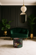 Pufa welurowa, Bertoni, nadruk Bukiet – okrągła pufa dekoracyjna, do salonu, walec 40cm, elegancka, zamek błyskawiczny - 6