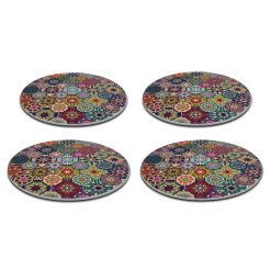 Zestaw 4 podkładek okrągłych 33 cm – gruby filc 4 mm, odporne na gorąco, dekoracyjne, wzór Valencia – Bertoni