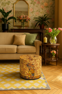 Pufa welurowa, Bertoni, nadruk Klimt Golden Tree – okrągła pufa dekoracyjna, do salonu, walec 40cm, elegancka, zamek błyskawiczny - 2