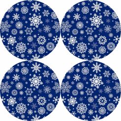 Zestaw 4 podkładek okrągłych na stół 4D 33 cm – SNOW | Ekologiczny filc, nadruk HD, pranie 40 °C, Bertoni