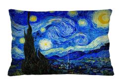 Poduszka dekoracyjna Elegance Print Gwiaździsta Noc (Van Gogh) 40×60 cm – Welurowa, Dwustronny Nadruk, Zamek, Antyalergiczny Wkład, Produkt Premium