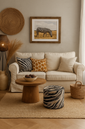 Pufa Codura Wodoodporna do Domu i Ogrodu – wzór Zebra New, Elegancka, Wygodna, Stabilna, Zamek Błyskawiczny, 40 cm, Bertoni - 2