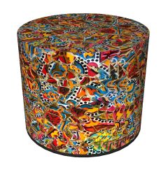 Pufa Codura Wodoodporna do Domu i Ogrodu – wzór Andaluzja, Elegancka, Wygodna, Stabilna, Zamek Błyskawiczny, 40 cm, Bertoni