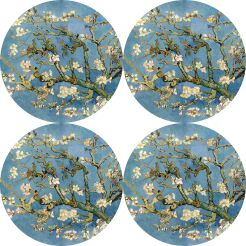 Zestaw 4 podkładek okrągłych na stół 4D 33 cm – ALMOND | Ekologiczny filc, nadruk HD, pranie 40 °C, Bertoni