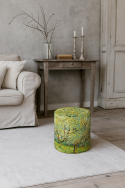 Pufa welurowa, Bertoni, nadruk Van Gogh Sad – okrągła pufa dekoracyjna, do salonu, walec 40cm, elegancka, zamek błyskawiczny - 10
