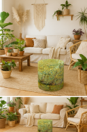 Pufa welurowa, Bertoni, nadruk Van Gogh Sad – okrągła pufa dekoracyjna, do salonu, walec 40cm, elegancka, zamek błyskawiczny - 5