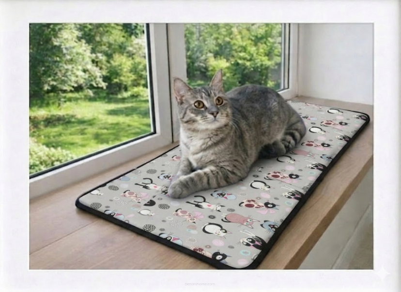 Poduszka dla kota na parapet 70x30 cm, Catnip – wodoodporna, wygodna i stabilna z 2 samoprzylepnymi paskami