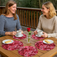 Zestaw 4 podkładek okrągłych na stół 4D 33 cm – VALENTINE ROSES | Ekologiczny filc, nadruk HD, pranie 40 °C, Bertoni - 2