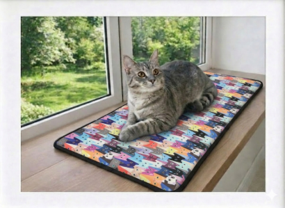 Poduszka dla kota na parapet 70x30 cm, Meow – wodoodporna, wygodna i stabilna z 2 samoprzylepnymi paskami