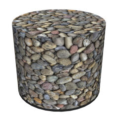 Okrągła pufa dekoracyjna, Bertoni, nadruk Kamyki –  do salonu, do pokoju dziecka, walec 40cm, elegancka, zamek błyskawiczny, zdejmowany pokrowiec