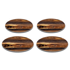 Zestaw 4 podkładek okrągłych 33 cm – gruby filc 4 mm, odporne na gorąco, dekoracyjne, wzór Drewno – Bertoni