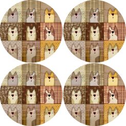 Zestaw 4 podkładek okrągłych na stół 4D 33 cm – PEXESO BEIGE | Ekologiczny filc, nadruk HD, pranie 40 °C, Bertoni