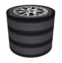 Okrągła pufa dekoracyjna, Bertoni, nadruk Tyres – do salonu, do pokoju dziecka, walec 40cm, elegancka, zamek błyskawiczny, zdejmowany pokrowiec
