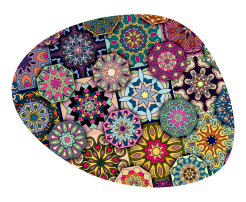 Podkładka owalna na stół, wzór Valencia 36×32 cm – gruby filc 4 mm, full-color, odporna na temperaturę do 120 °C, do kuchni lub komodę – Bertoni