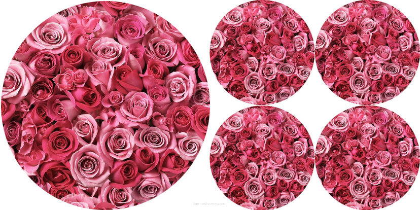 Zestaw podkładek na stół okrągłych 1+4 - VALENTINE ROSES