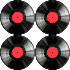 Zestaw 4 podkładek okrągłych na stół 4D 33 cm – VINYL | Ekologiczny filc, nadruk HD, pranie 40 °C, Bertoni