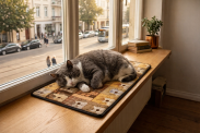 Poduszka dla kota na parapet 70x30 cm, Pexeso – wodoodporna, wygodna i stabilna z 2 samoprzylepnymi paskami - 3