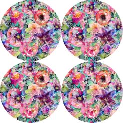 Zestaw 4 podkładek okrągłych na stół 4D 33 cm – FLORA | Ekologiczny filc, nadruk HD, pranie 40 °C, Bertoni