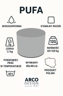 Pufa Codura Wodoodporna do Domu i Ogrodu – wzór Alicante, Elegancka, Wygodna, Stabilna, Zamek Błyskawiczny, 40 cm, Bertoni - 14