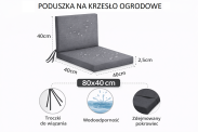 Poduszka wodoodporna na krzesło z oparciem TIP 80x40 cm CZARNY - 4