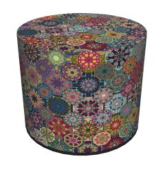 Okrągła pufa dekoracyjna, Bertoni, nadruk Valencia – do salonu, do pokoju dziecka, walec 40cm, elegancka, zamek błyskawiczny, zdejmowany pokrowiec