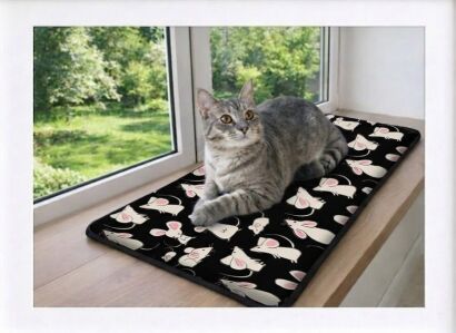 Poduszka dla kota na parapet 70x30 cm, Myszki – wodoodporna, wygodna i stabilna z 2 samoprzylepnymi paskami